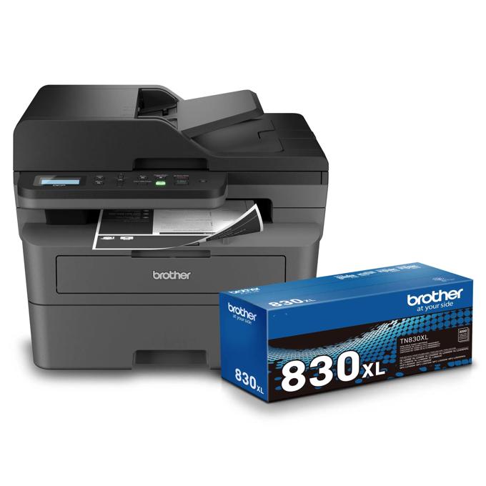 Brother DCP-L2640DW monochrome laser all-in-one printer with TN830XL high-yield toner cartridge