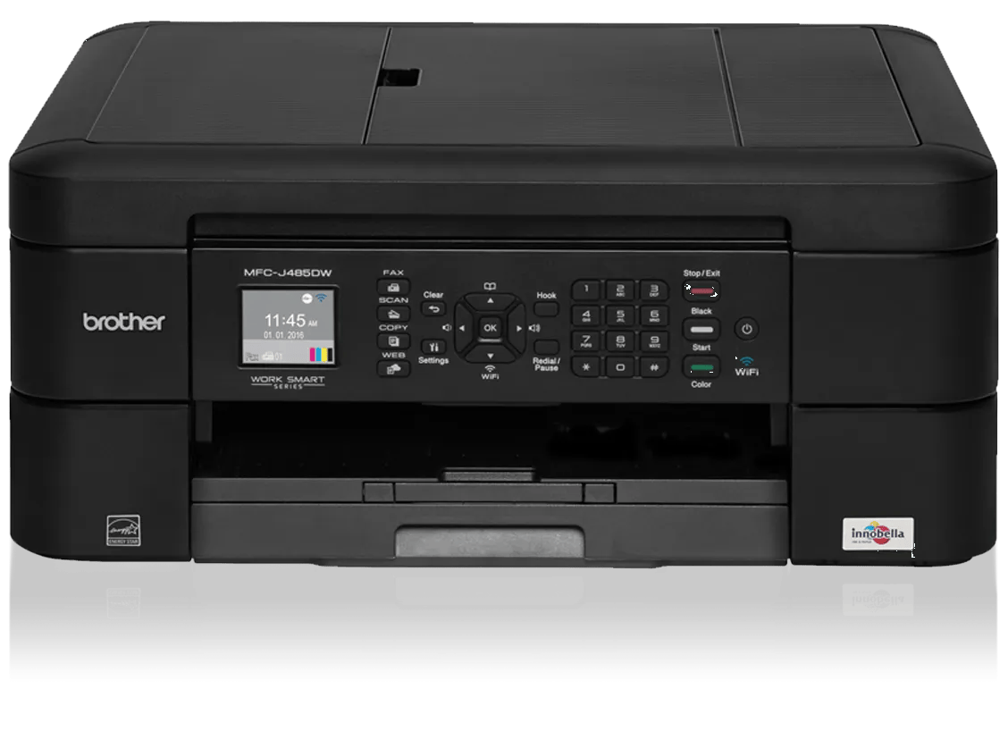 Brother MFC-J485DW wireless all-in-one color inkjet printer with touchscreen and dual paper trays