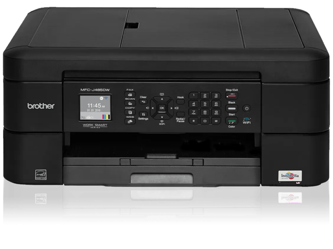 Brother MFC-J485DW wireless all-in-one color inkjet printer with touchscreen and dual paper trays