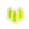 Brother embroidery thread spools in neon yellow with white caps on white background